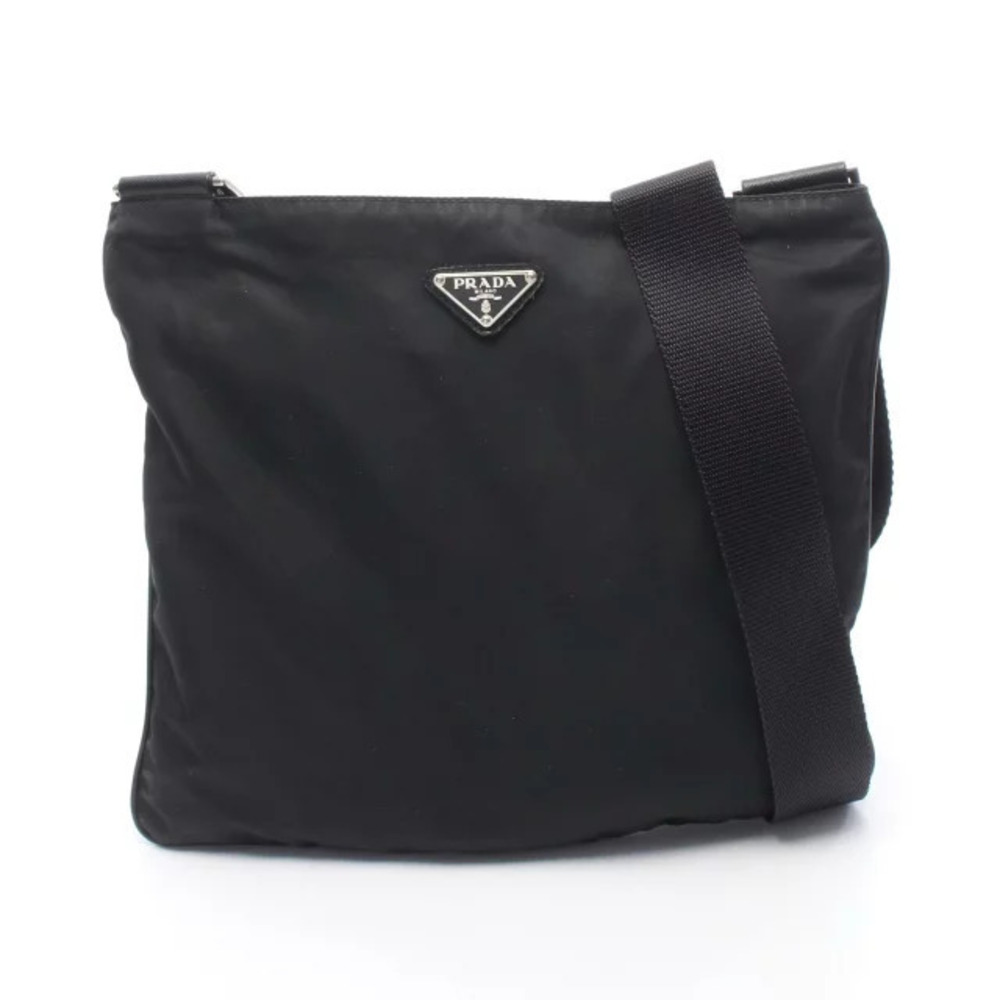 Prada Tessuto Saffiano Shoulder Bag Leather Black